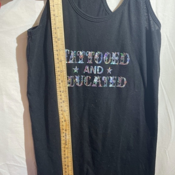 Deluxe by M&O Womens Black Racerback Tank Top Graphic Tattooed & Educated Size M - Picture 5 of 8